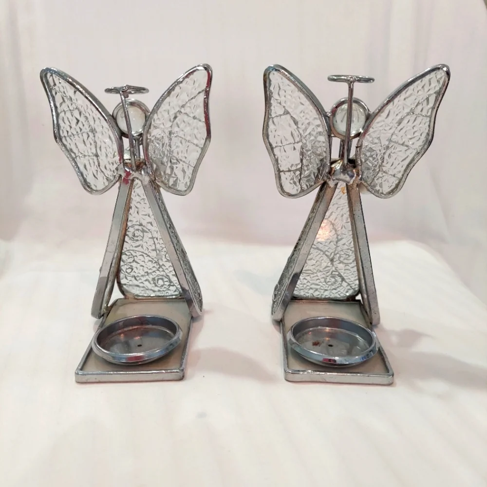 Set of Two angels with candle holder